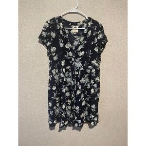 Wild Blue by Sadie Robertson Floral Dress Women's Large Short Sleeve Navy‎ Blue